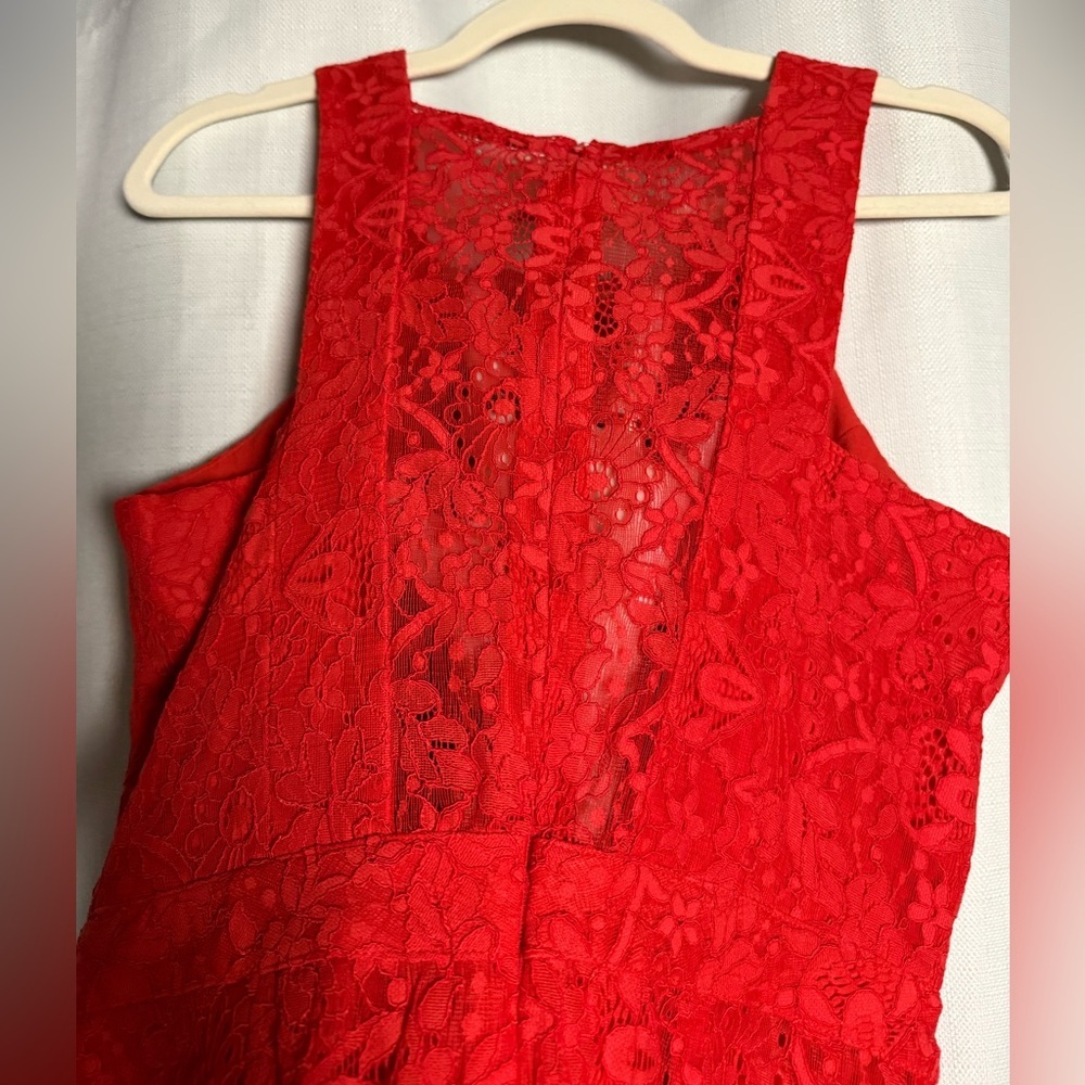 Adelyn Rae Red Lace A Line Mini Dress Size Medium - Picture 6 of 10